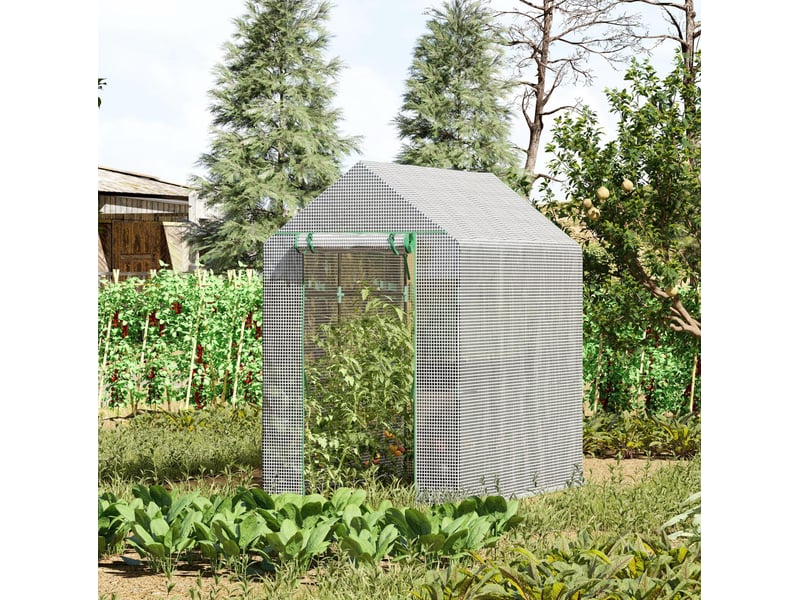  Serre de jardin 120x186x190 cm 4 niveaux métal blanche  - Conforama B