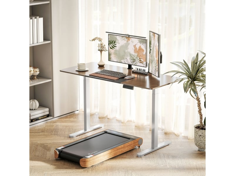  Bureau droit réglable en hauteur avec 2 moteurs, 3 mémoires, anti-collision, led, structure robuste, en acier, blanc  - Conforama B