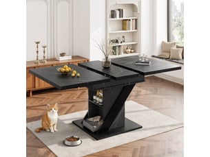 Table de cuisine rectangulaire avec allonge noir - 80x110-140max.cm mdf