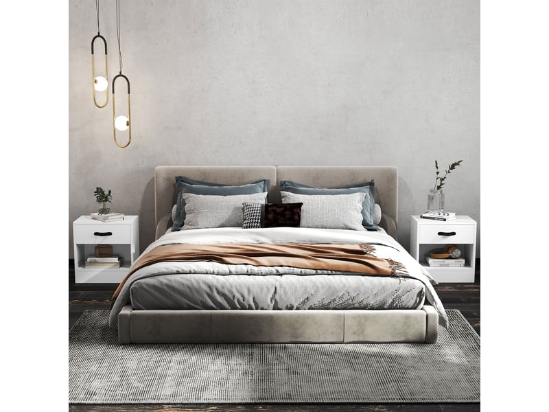  Lot de 2 tables de chevet avec tiroir et compartiment ouvert pour salon, 39 x 28 x 41 cm, blanches  - Conforama D