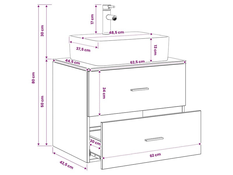Ensemble de mobilier de salle de bain blanc bois d'ingénierie cf64582 - Conforama E