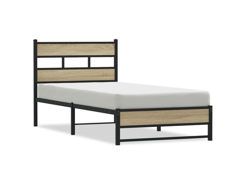  Lit simple- lit adulte -  cadre de lit en métal sans matelas chêne sonoma 80x200 cm  - Conforama A