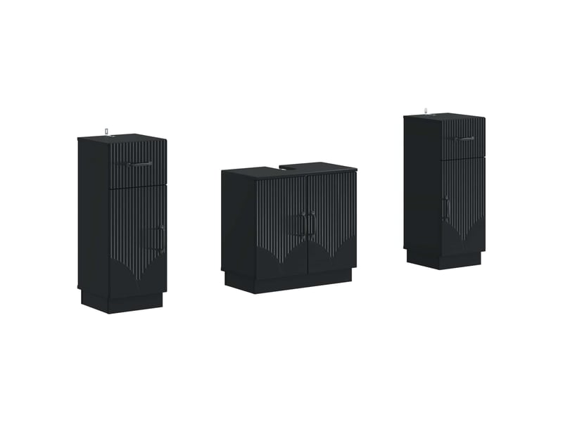  Ensemble de meuble de salle de bain 3 pièces hoorn noir cf63487  - Conforama A
