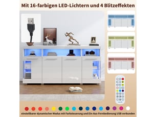 Buffet 4 porte(s)  2 tiroir(s) <strong>OSUPNESSEE</strong> <strong></strong> - 140 cm coloris blanc 