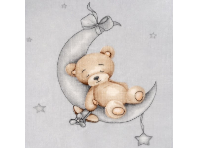  Couverture bébé interbaby 110 x 140 cm maille raschel - gris, motif ourson, lune et étoiles 00996-31 - Conforama C