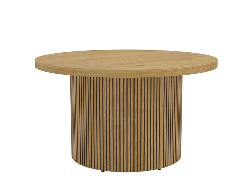  Table basse ronde en bois, table de salon avec piètement cannelé, effet bois naturel, style moderne  - Conforama B