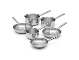 Lot de 3 casseroles 182022 cm en inox et 3 poêles 202428 cm fackelmann rhona