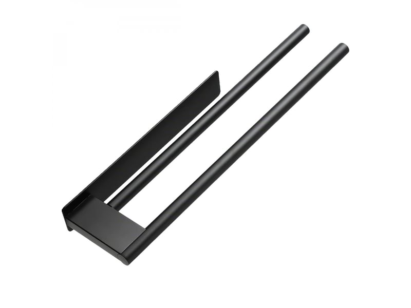  Porte serviette adhésif mural salle de bain ou cuisine 2 barres, sans perçage - acier inoxydable - noir  - Conforama A