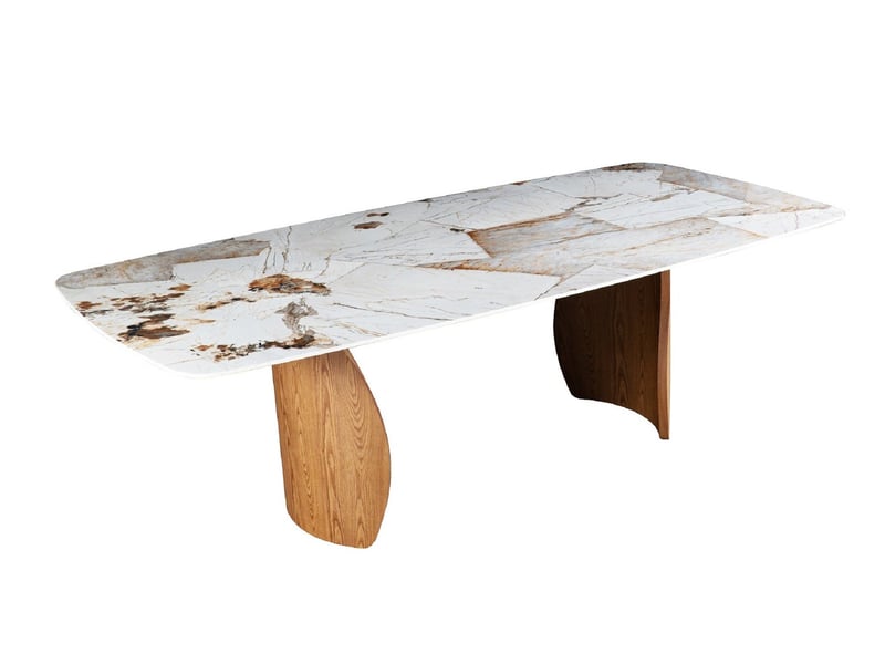  Table de salle 240 × 120, pieds  couleur chêne et plateau en céramique  - Conforama C