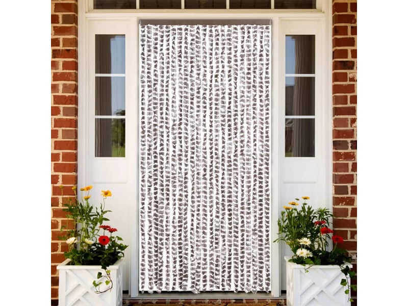  Rideau anti-mouches, moustiquaire taupe et blanc 90x200 cm chenille cf43583  - Conforama B