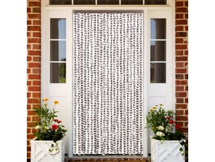 Rideau anti-mouches, moustiquaire taupe et blanc 90x200 cm chenille cf43583