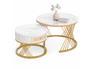 Table basse rond(e) coloris bicolore LPOSPI - 70 cmx50 cm