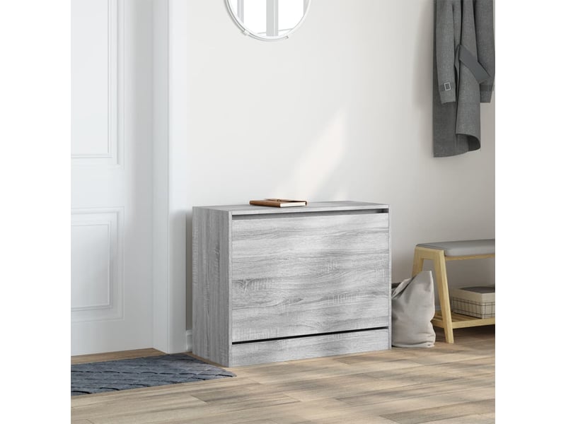  Meuble à chaussure, armoire à chaussures sonoma gris 80x34x63 cm bois d'ingénierie  - Conforama C