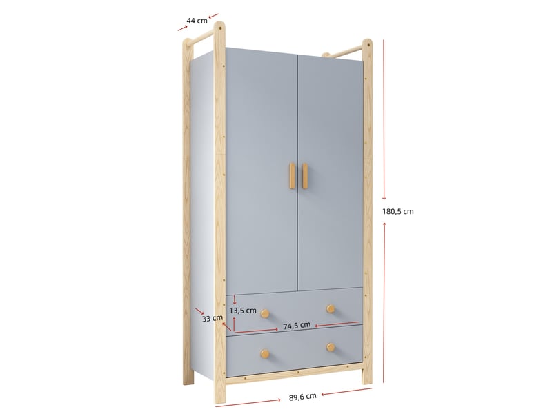  Ensemble penderie et étagère modenvie bleu et bois 160 x 44 x 180,5 cm avec tiroirs  - Conforama C