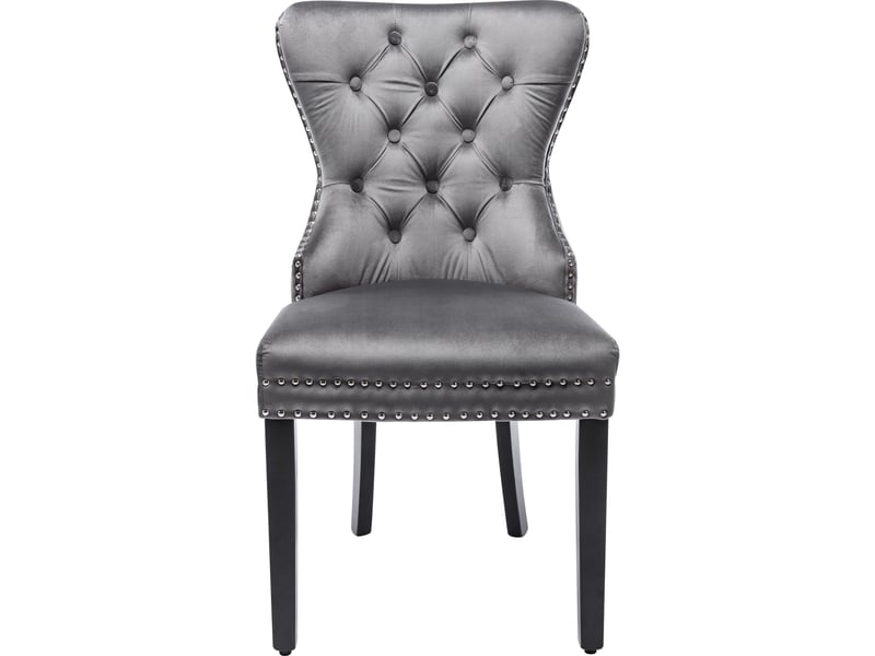  Lot de 6 chaises de salle à manger,51x51x97 cm,capitonné,velours,gris  - Conforama D