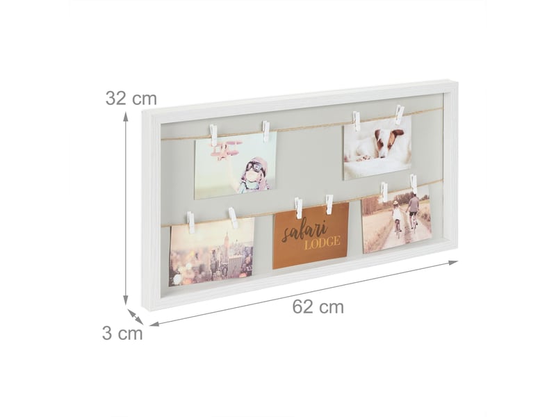  Cadre photo mural décoratif avec cordelettes 32 x 62 x 3 cm pour souvenirs modernes en mdf naturel 13_0013214  - Conforama B