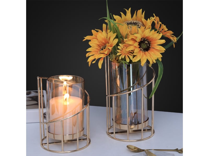  Bougeoir en métal decoration de table or 11x20.5cm  - Conforama B
