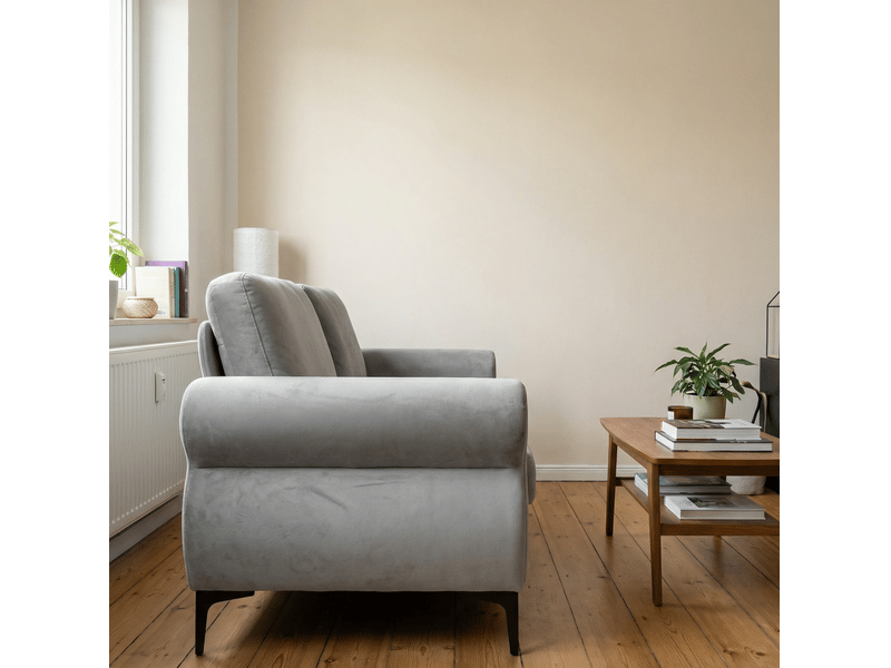 Canapé 2 places ulevr à housses amovibles 173,5 x 81 x 92 cm, polyester gris clair, pieds métal 15 cm  - Conforama E