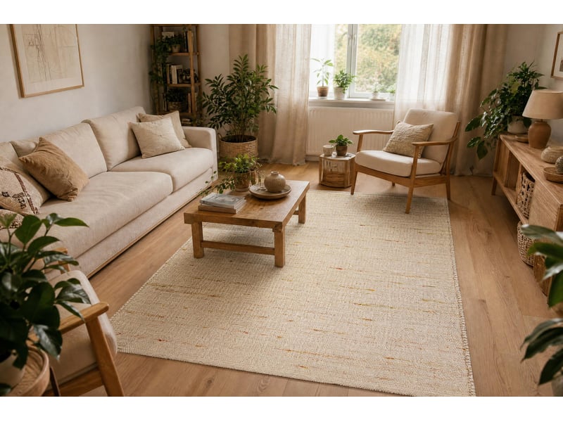  Tapis nepal pastel drops crème mélange - laine, double face, naturel 120x170 cm  - Conforama D