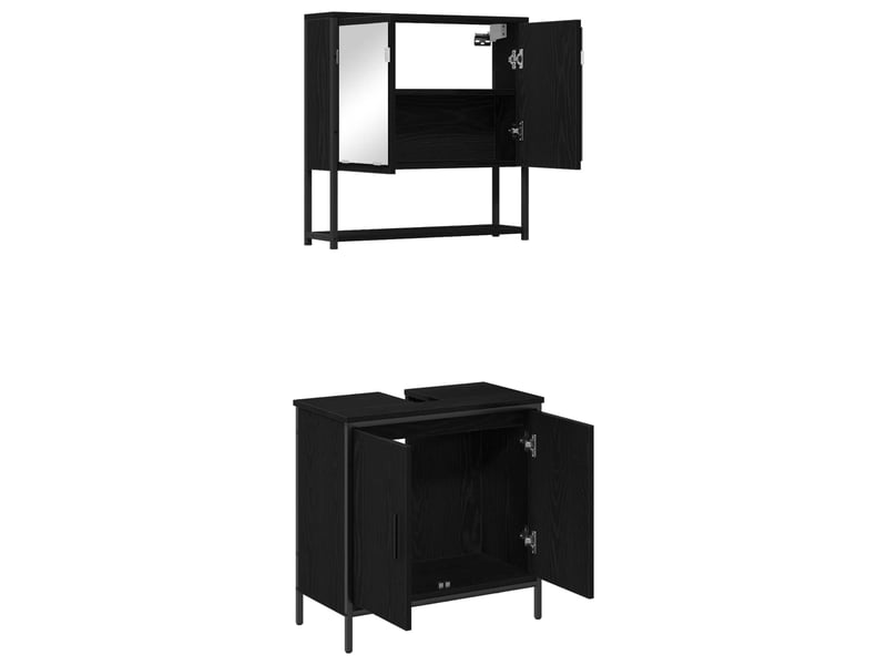  Ensemble de mobilier de salle de bain 2 pc noir 60 x 30 x 60 cm cf64182  - Conforama E