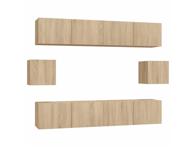  Ensemble de meubles tv - banc tv - meuble de rangement 6 pcs chêne sonoma bois d'ingénierie  - Conforama A