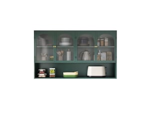 Armoire murale 120 cm, 4 portes, rangement vertical, design minimaliste, pour cuisine et salon, en métal vert foncé