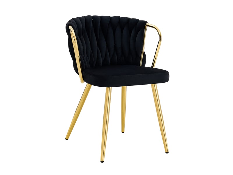 Chaise de salle à manger,43x58x76 cm,velours et métal doré,noir - Conforama A