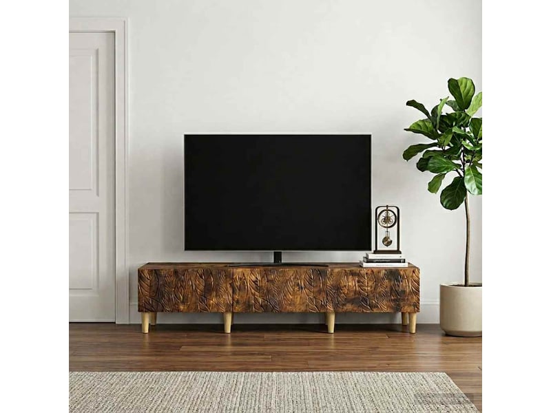  Meuble tv - banc tv - meuble de rangement 147 x 34,5 x 30 cm chêne fumé bois d'ingénierie  - Conforama B