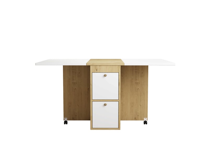  Ensemble table et 4 chaises de salle à manger - table pliante et extensible 120x80x75 cm multifonctionnelle avec 4 chaises, blanc et chêne evarich - Conforama D
