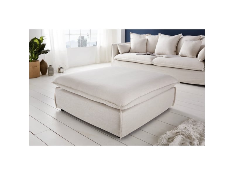  Pouf kalia – blanc – tissu mat – pouf contemporain  - Conforama B