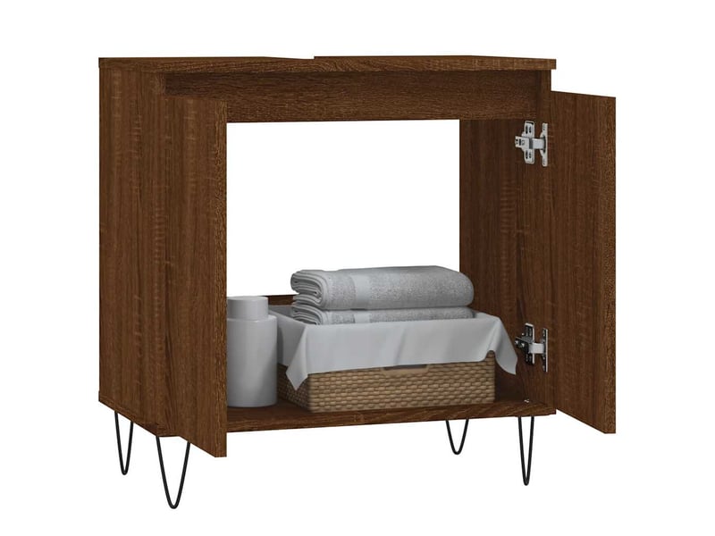  Amoire de salle de bain, meuble de rangement chêne marron 58x33x60 cm bois d'ingénierie  - Conforama C