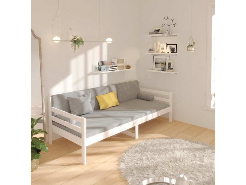 Lit simple- lit adulte - lit de jour sans matelas blanc 90x190 cm bois de pin massif - Conforama C