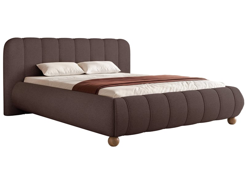  Selsey malunna - lit rembourré sur pieds boules - 200x200 cm - chenille marron Malunna - Conforama A