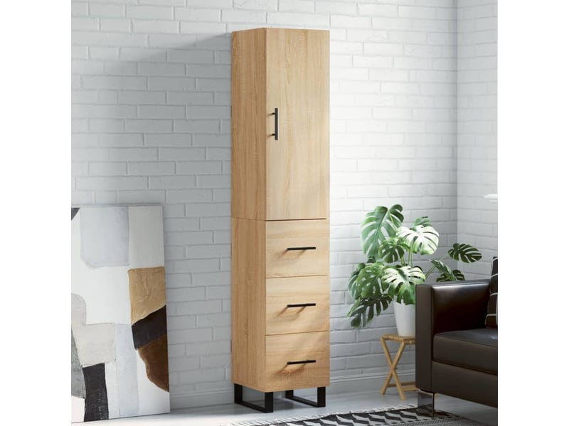  Buffet haut - bahut - meuble de rangement chêne sonoma 34,5x34x180 cm bois d'ingénierie  - Conforama B