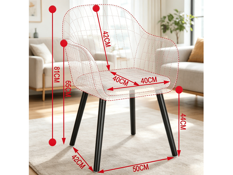  Chaise avec accoudoirs 50x42x81cm lot de 2, noir et gris foncé, bois et métal, ergonomique, salle à manger  - Conforama C