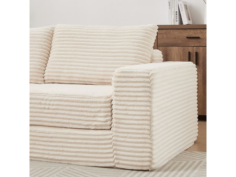  Canapé d'angle convertible ,2 places, avec deux coussins, accoudoirs carrés classiques,194x144x74cm,beige  - Conforama E