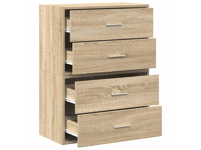  Lot de 2 armoire à tiroirs, commode avec 4 tiroirs chêne sonoma bois d'ingénierie  - Conforama E