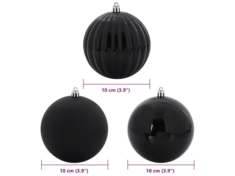  Ensemble de boules de noël xl 15 pcs noir ø 10 cm plastique  - Conforama E