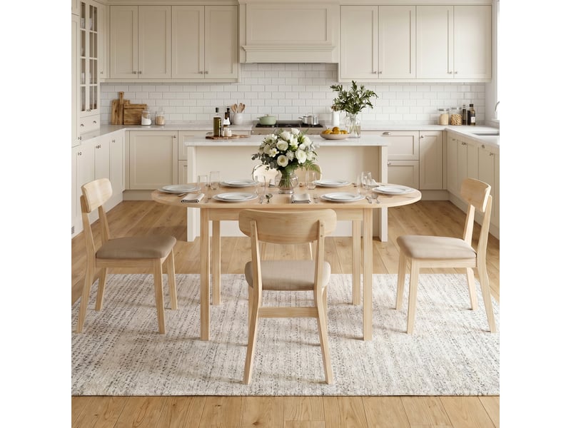  Table de salle à manger pliante ovale en bois massif 2 abattants peu encombrante 140l x 70l x 75h cm  - Conforama D