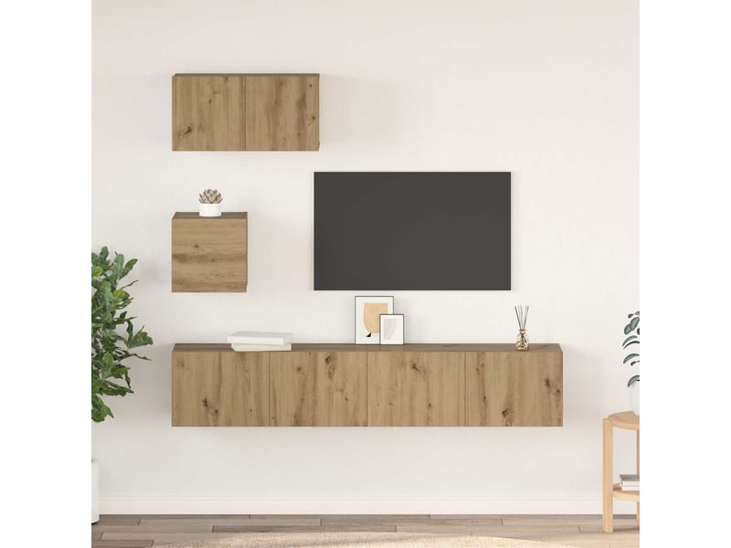  Ensemble meuble tv - banc tv - meuble de rangement 3 pcs chêne artisanal bois d'ingénierie  - Conforama B