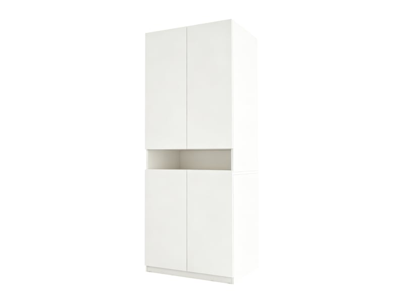  Armoire 70x55x180 cm à 2 portes avec éclairage led, espace de rangement et penderie, mdf, blanc, l'intérieur offre un  - Conforama A