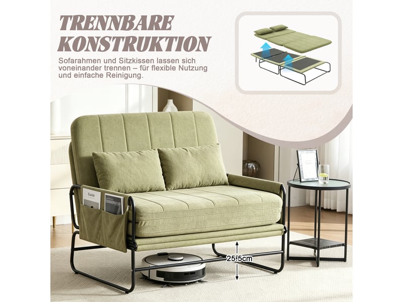  Canapé convertible 2 places en tissu chenille vert olive W3056P497336 - Conforama D