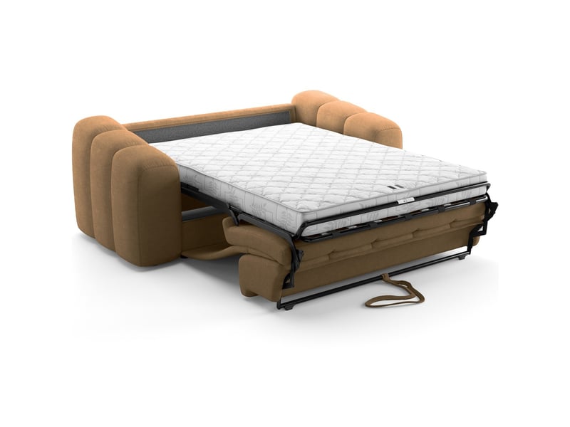Canapé capitonné convertible 3 places en tissu chenille moka - ouverture express - belleville Belleville - Conforama D