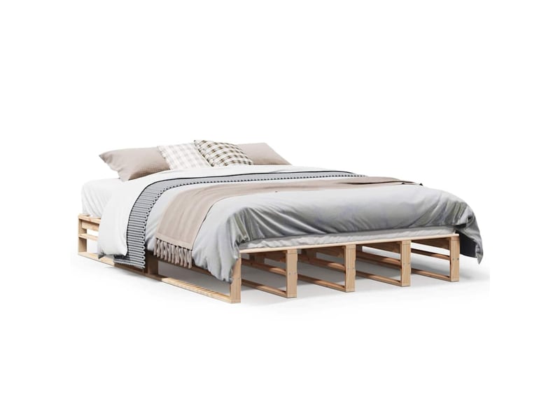  Lit double- lit adulte -  cadre de lit sans matelas 120x190 cm bois de pin massif  - Conforama A