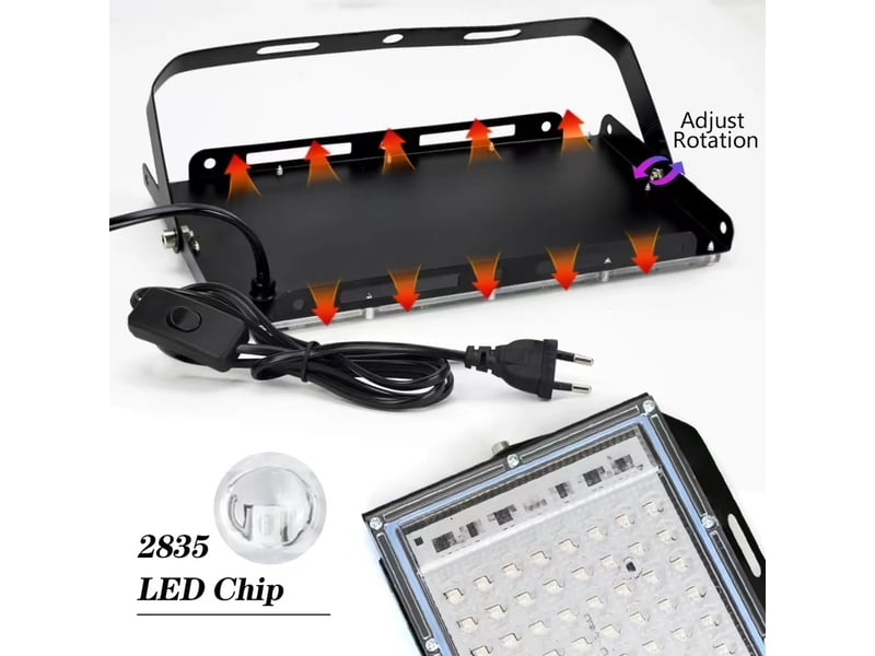  Un ensemble de 2 projecteurs led uv 100w – éclairage uv adapté aux aquariums, aux fêtes et aux spectacles – longueur d'onde 395-400, noir YSK0001510LY - Conforama E