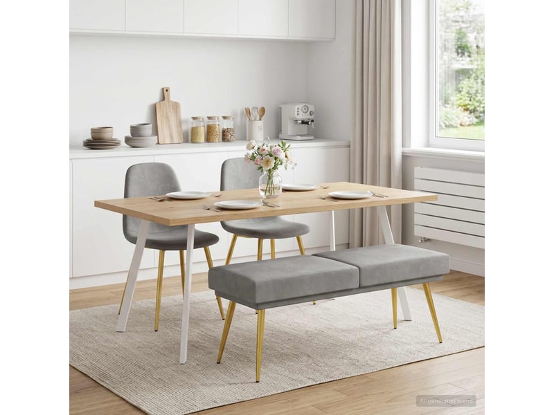  Banc d'entrée, banc à double couche gris clair 120x45x46 cm velours  - Conforama C