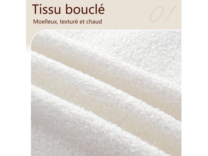  Lit coffre adulte 160x200 cm – blanc bouclé – sommier à lattes, rangement hydraulique - sans matelas  - Conforama E