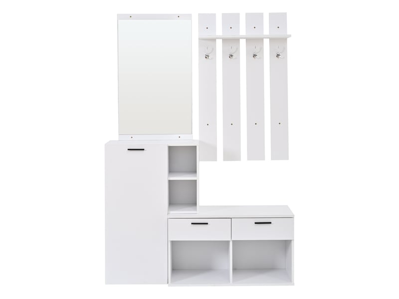  Portemanteau avec banc et rangement 120 x 175,5 cm en mdf blanc  - Conforama W