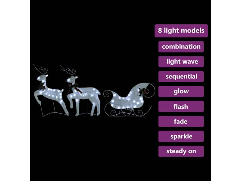  Décoration de noël renne et traîneau 60 led extérieur blanc  - Conforama D