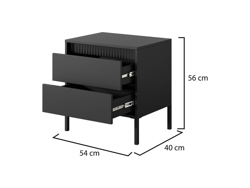  Table de chevet gasalisa, 2 tiroirs, 54x40x56h cm noir Gasalisa - Conforama C